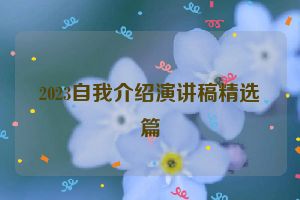 2023自我介绍演讲稿精选篇