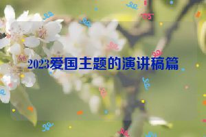 2023爱国主题的演讲稿篇