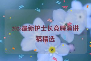 2023最新护士长竞聘演讲稿精选