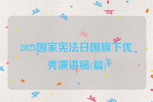 2023国家宪法日国旗下优秀演讲稿(篇)