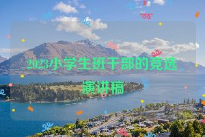 2023小学生班干部的竞选演讲稿