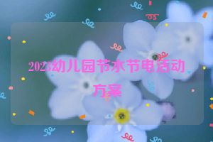 2023幼儿园节水节电活动方案