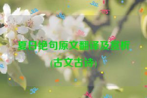夏日绝句原文翻译及赏析(古文古诗)