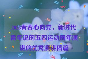 2023青春心向党，新时代青年说的五四运动周年演讲的优秀演讲稿篇