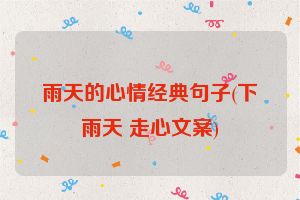 雨天的心情经典句子(下雨天 走心文案)