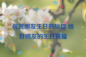 祝贺朋友生日的短信 给好朋友的生日祝福