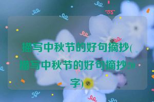 描写中秋节的好句摘抄(描写中秋节的好句摘抄20字)