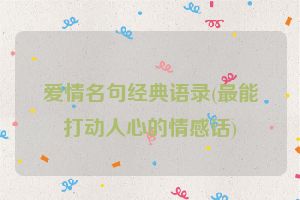 爱情名句经典语录(最能打动人心的情感话)