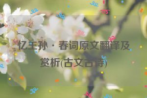 忆王孙·春词原文翻译及赏析(古文古诗)