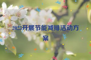 2023开展节能减排活动方案