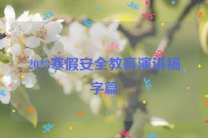 2023寒假安全教育演讲稿字篇