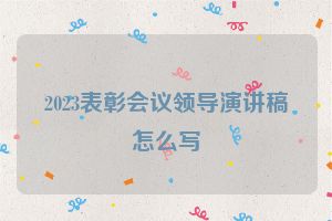 2023表彰会议领导演讲稿怎么写