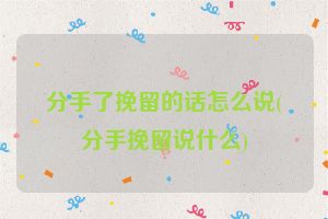 分手了挽留的话怎么说(分手挽留说什么)
