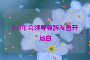 2023年会领导致辞发言开场白
