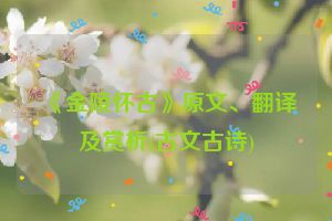 《金陵怀古》原文、翻译及赏析(古文古诗)