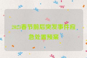 2023春节前后突发事件应急处置预案