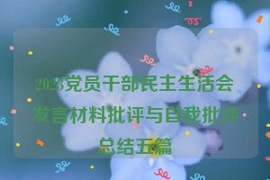 2023党员干部民主生活会发言材料批评与自我批评总结五篇