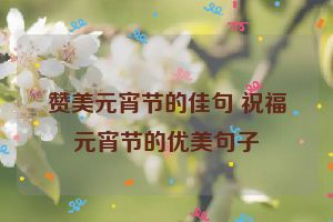 赞美元宵节的佳句 祝福元宵节的优美句子