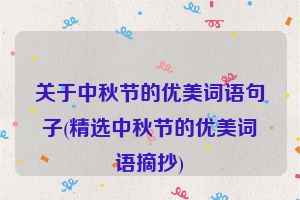关于中秋节的优美词语句子(精选中秋节的优美词语摘抄)