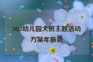 2023幼儿园大班主题活动方案年最新