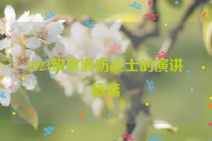 2023致敬消防战士的演讲稿篇