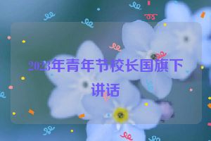 2023年青年节校长国旗下讲话