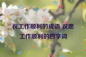 祝工作顺利的成语 祝愿工作顺利的四字词