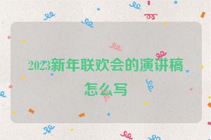 2023新年联欢会的演讲稿怎么写