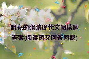 明亮的眼睛现代文阅读题答案(阅读短文回答问题)