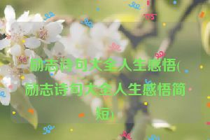 励志诗句大全人生感悟(励志诗句大全人生感悟简短)