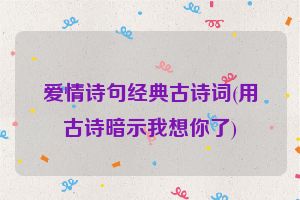 爱情诗句经典古诗词(用古诗暗示我想你了)