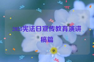 2023宪法日宣传教育演讲稿篇