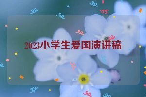 2023小学生爱国演讲稿
