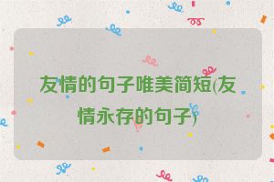 友情的句子唯美简短(友情永存的句子)