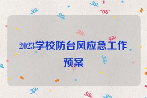 2023学校防台风应急工作预案