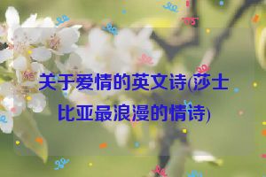 关于爱情的英文诗(莎士比亚最浪漫的情诗)