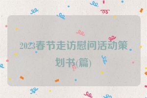 2023春节走访慰问活动策划书(篇)