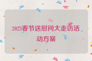 2023春节送慰问大走访活动方案