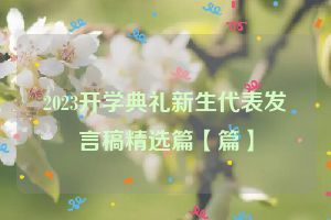 2023开学典礼新生代表发言稿精选篇【篇】