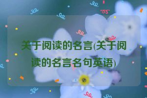 关于阅读的名言(关于阅读的名言名句英语)