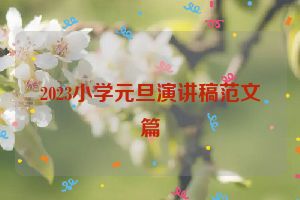 2023小学元旦演讲稿范文篇