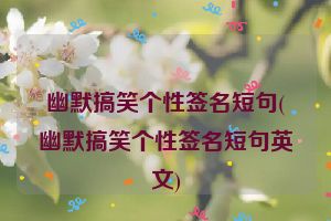 幽默搞笑个性签名短句(幽默搞笑个性签名短句英文)