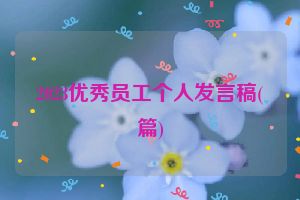 2023优秀员工个人发言稿(篇)