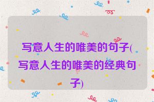 写意人生的唯美的句子(写意人生的唯美的经典句子)