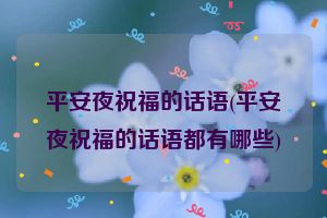 平安夜祝福的话语(平安夜祝福的话语都有哪些)