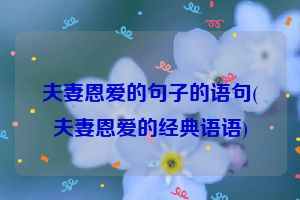 夫妻恩爱的句子的语句(夫妻恩爱的经典语语)