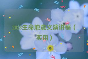 2023生命地意义演讲稿（实用）