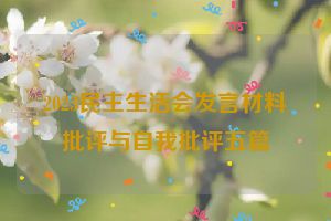 2023民主生活会发言材料批评与自我批评五篇