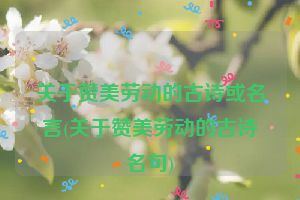 关于赞美劳动的古诗或名言(关于赞美劳动的古诗名句)