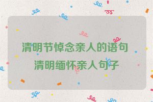 清明节悼念亲人的语句 清明缅怀亲人句子